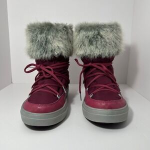 Crocs Faux Fur Lined Winter Boots Burgundy Women's Size 10